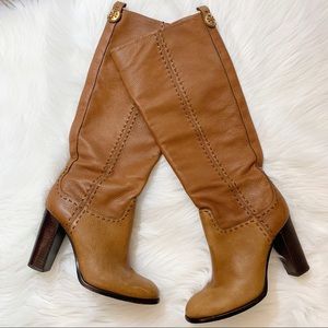 Tory Burch chestnut brown heeled boots